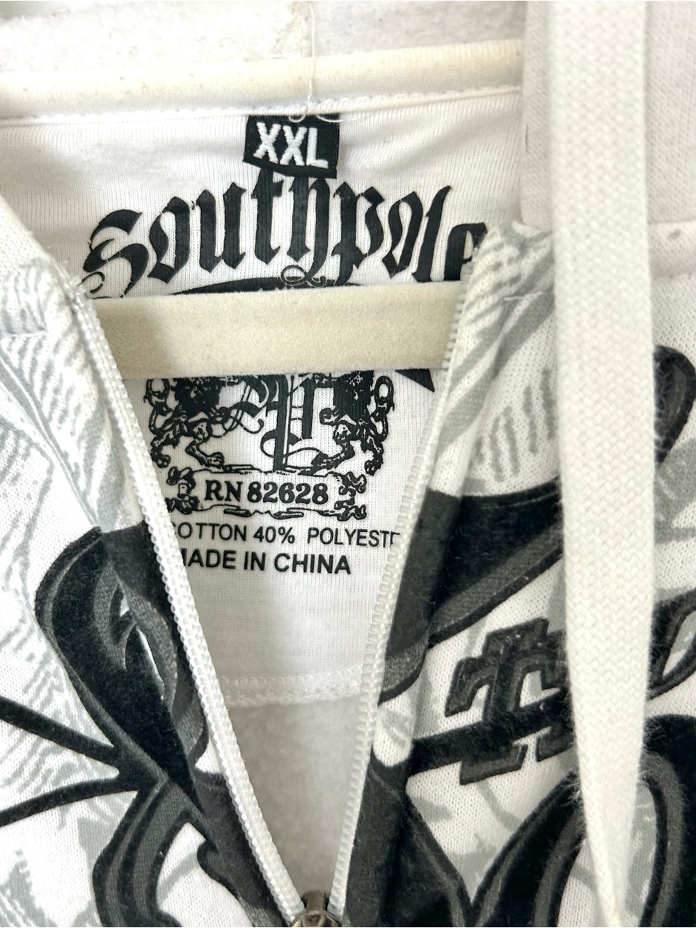 Vintage Y2K Southpole Zip Up Hoodie XXL Mens White Skater Grunge Logo - Picture 4 of 9